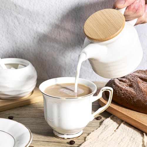 Ceramic Sugar and Creamer Set,12oz Cream Pitcher&7.5oz Sugar Bowl with