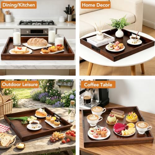 Joy&Grace Large Square Ottoman Tray for Living Room and Coffee Table