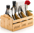 Yesland Bamboo Silverware Caddy Organizer - 4 Compartment Wooden
