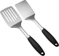 Stainless Steel Spatulas Set, 2 Pack Heavy Duty Solid & Slotted Turner by JXWING