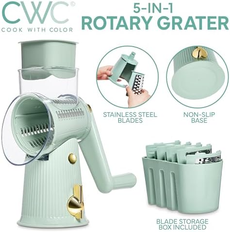 COOK WITH COLOR Rotary Cheese Grater, 5 Blades
