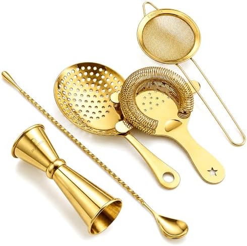 Homestia 5 Pcs Cocktail Strainer Set, Stainless Steel Bar Tools Set