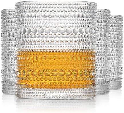 OPAYLY hobnail Drinking Glasses Old Fashion Glass 10oZ rocks glasses