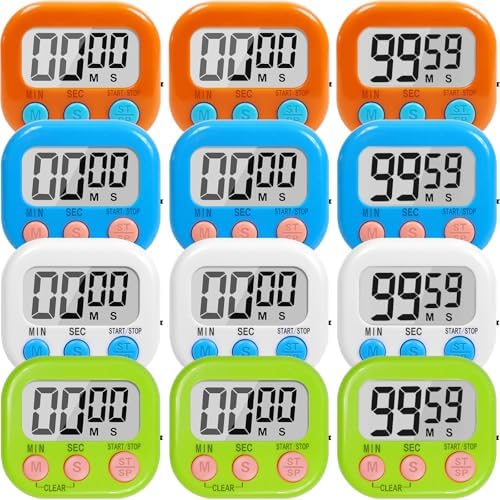 12 Pack Multi-Function Digital Timers, Large LCD Display