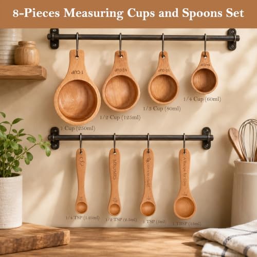 Wedding Gifts for Couple, Mr & Mrs Wooden Measuring Cups and Spoons