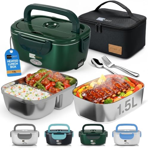 FORABEST Heated Lunch Box, 2 Trays, Army Green