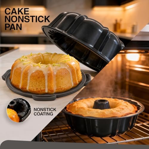10in Buntz Cake Pan Non Stick & 12in Cake Carrier with Lid-Handle