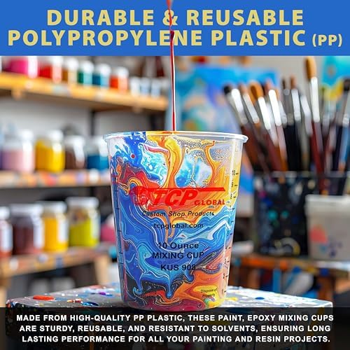 Custom Shop Paint Mixing Cups, 10-Ounce, Box of 100, Plastic Measuring