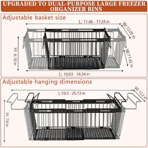 Hanging Freezer Organizer Bins, 2 Pack