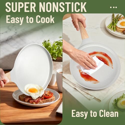AOSION 11 Inch Nonstick Crepe Pan, Ceramic Coated Pancake Pan, Gray