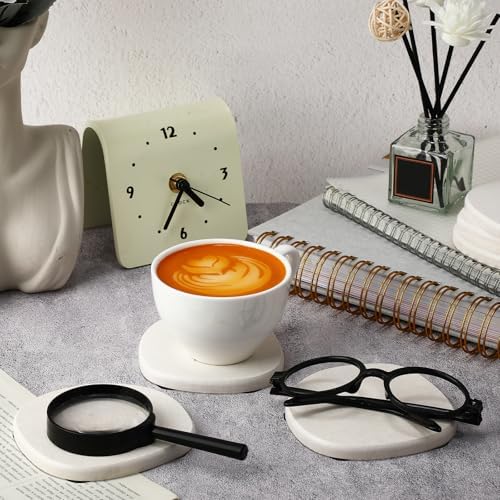 Diatomaceous Earth Coaster,Set of 6,Unique White Absorbent Coasters