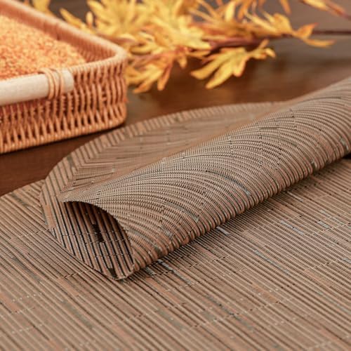 15 Inch Round Placemats Set of 6, Washable Vinyl Woven Place Mats