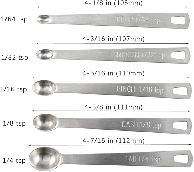 4Pack Mini Measuring Spoons Set, Heavy Duty Stainless Steel Teaspoon - Image 2