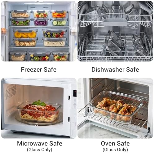 Dealusy 10 Sets Glass Food Storage Containers, Gray