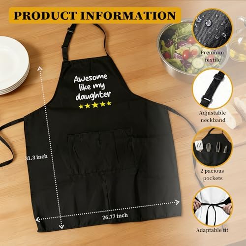 Funny Aprons for Men, Black Kitchen Adjustable Apron Father's Day