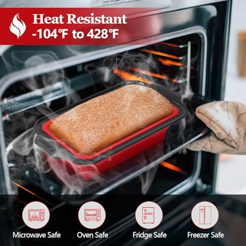 9 Inch Silicone Bread Loaf Pan with Metal Reinforced Frame, Nonstick