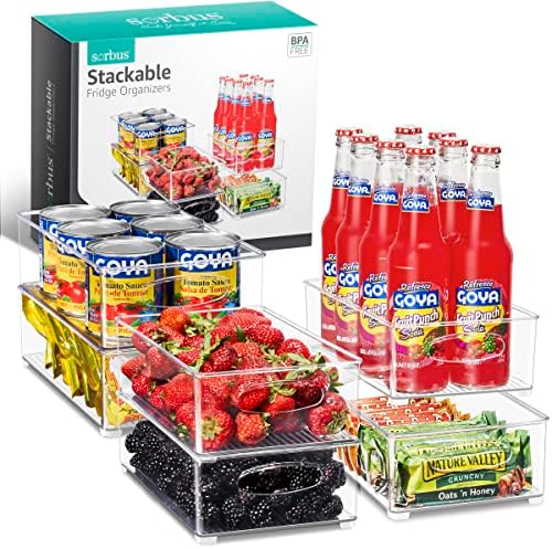 Sorbus Fridge Organizers and Storage, Clear Stackable Bins