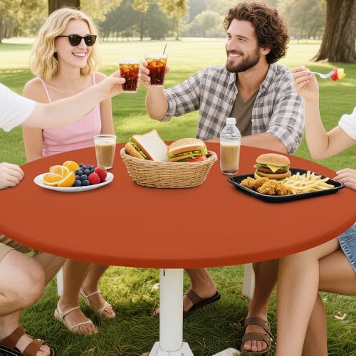 Smiry Round Spandex Tablecloth, Fitted Table Cover for 36"-44" Tables