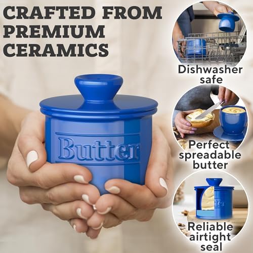 Butter Crock with Lid, French Butter Dish and Ceramic Butter Keeper