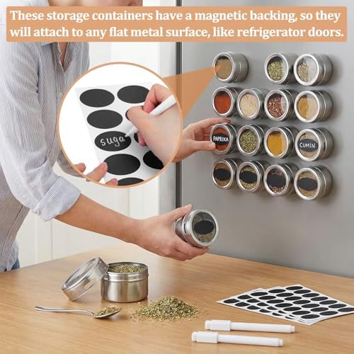 CHENGU 8 Pack Magnetic Spice Jars, 3 oz