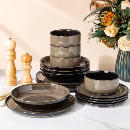 LERATIO Ceramic Dinnerware Sets for 8,24-Pcs Porcelain Plates and Bowls Set