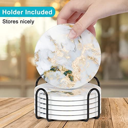 Nipichsha Coasters for Drinks, Set of 6 Cute Absorbent Ceramic Drink