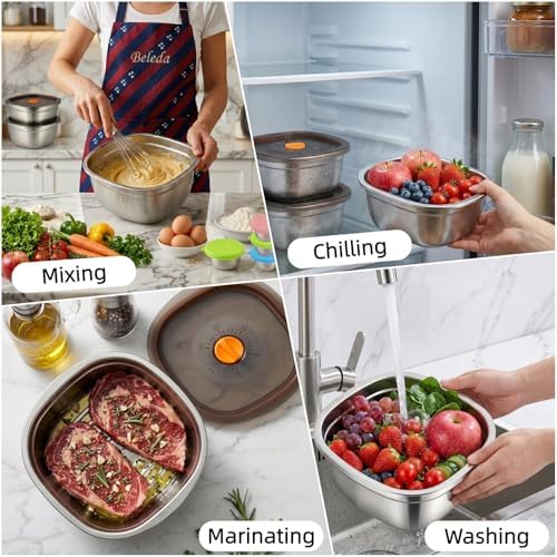 3-Pack 50oz Stainless Steel Salad Bowls