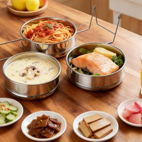 STARVAST Stainless Steel 3 Tier Stackable Insert Pans, Compatible with
