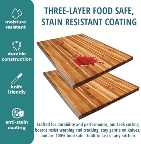 EcoDecors XXL Teak Cutting Board, 40x28, Reversible Butcher Block