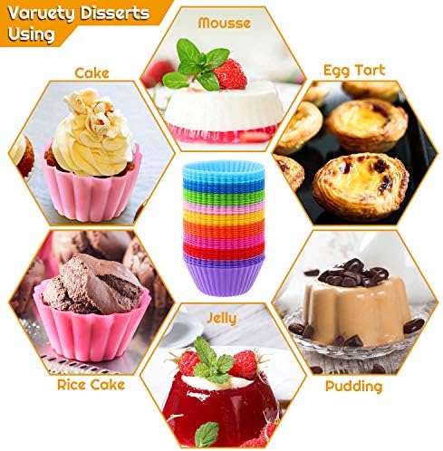 54 Pack Silicone Muffin Cups, Selizo Silicone Cupcake Baking Cups