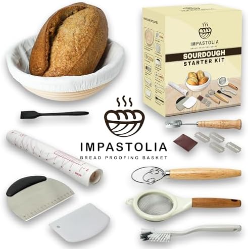 Sourdough Starter Kit With 9" Banneton Bread Proofing Basket Complete