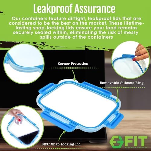 Glass Meal Prep Containers, 35 oz, 3 Pack