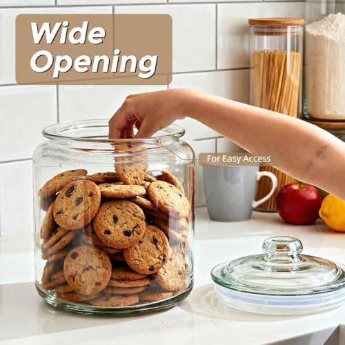 Masthome 1 Gallon Glass Jar with Lid,Wide Mouth Cookie Jar for Pantry