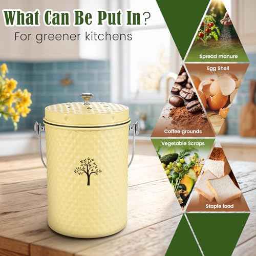AOSION Countertop Kitchen Compost Bin with Removable Inner Bucket