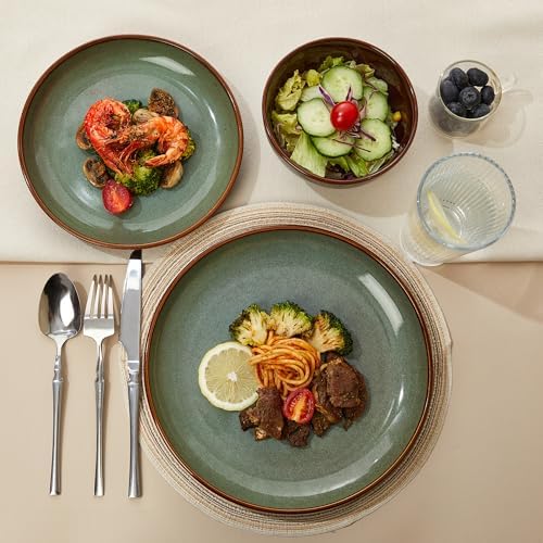 Pokini Ceramic Dinnerware Sets for 12, 36pcs Plates and Bowls Sets Dish Set