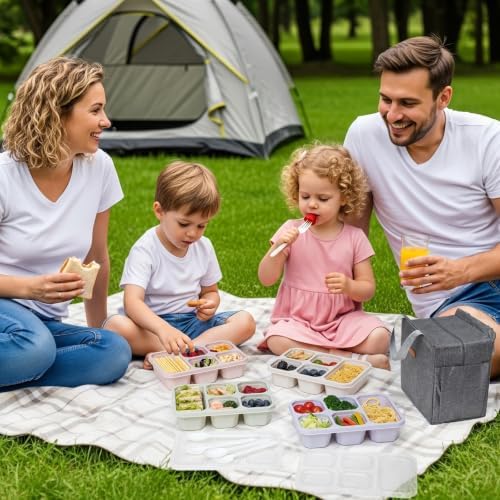 4-Pack Bento Box Adult with Lunch Bag, 5 - Compartment Snack