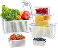LUXEAR 4 Pack Fruit Vegetable Containers for Fridge, Produce Saver