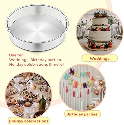 Herogo Cake Pan 6 Inch Round Set of 3, Stainless Steel Nonstick Layer