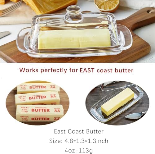 8'' Art Glass Butter Dish with Lid,Classic Covered 2-Piece Butter