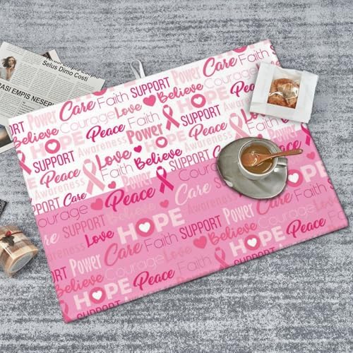Breast Cancer Awareness Faith Hope Love Dish Drying Mat for Kitchen