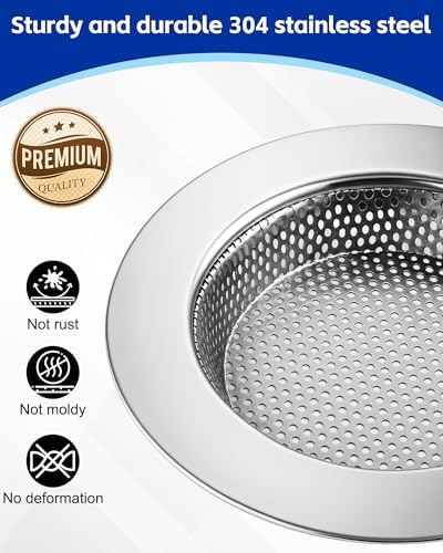 4-Pack Kitchen Sink Drain Strainers, Stainless Steel, 4.5-Inch