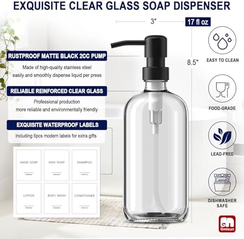 GMISUN Glass Soap Dispenser Set, 2 Pack