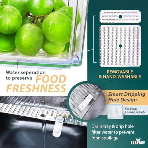 10-Pack Clear Fridge Organizer Bins with Lids