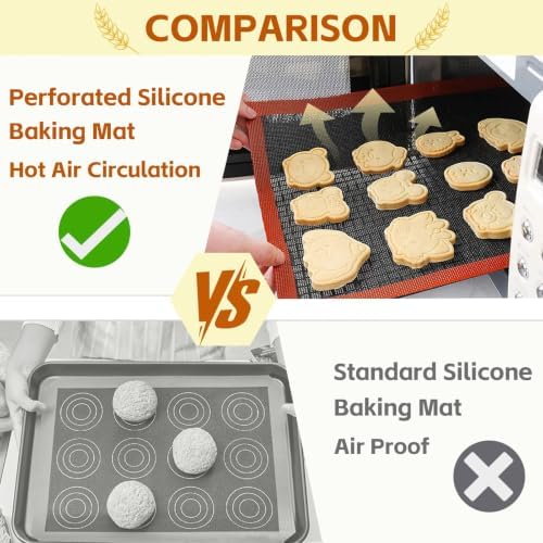 2PCS 16.5"x11.6" Perforated Baking Mats, Silicone Half Sheet Pan Black
