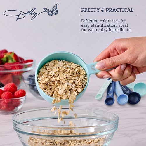Dolly Parton Measuring Cups and Spoons Set, Blue with Butterfly