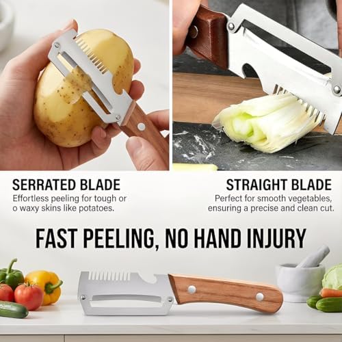 Multi-Functional Vegetable Peeler, 3 in 1 Multi Functional Wooden