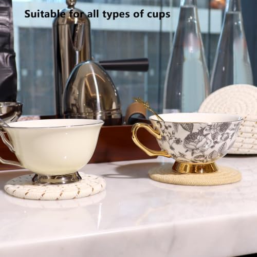 Coasters Set of 12 with Holder, Cotton Woven Absorbent Coasters for
