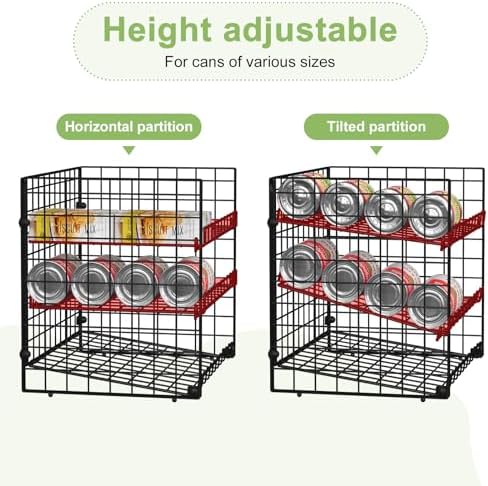 JKsmart 3-Tier Stackable Can Rack Organizer for Pantry, Adjustable Can Storage Holder for Various Ounces of Canned food Soda Drinks, Can Dispenser for Kitchen Cupboard Cabinet, 2 Pack