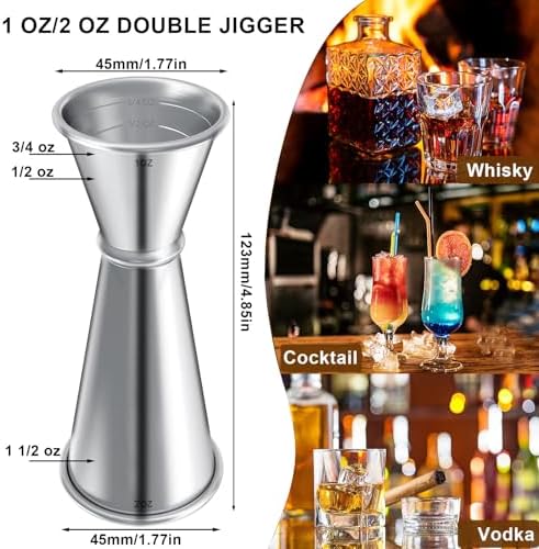 Measuring Jigger & Mixing Spoon Set, Cocktail Jigger for