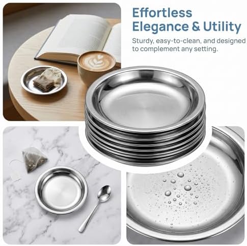 6pcs Stainless Steel Tea Bag Holder Drip Tray Tea Infuser Rest Saucer